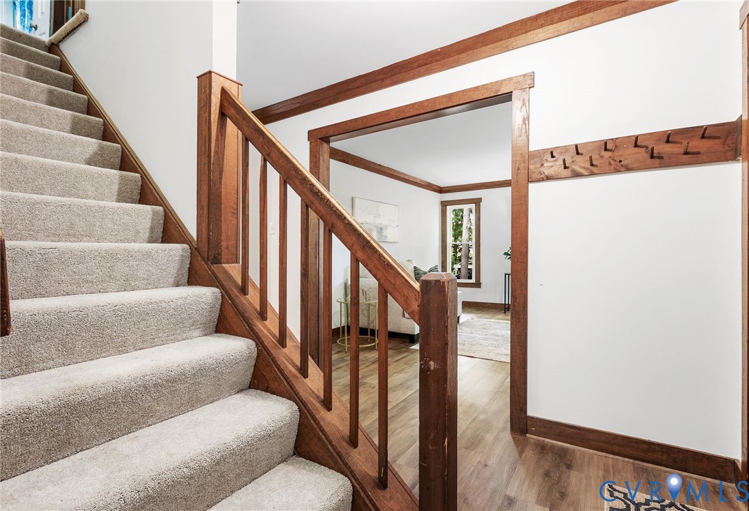 3121 Quail Hill Drive Midlothian, VA 23112 - Photo 16 of 37 a view of staircase with wooden floor and stairs