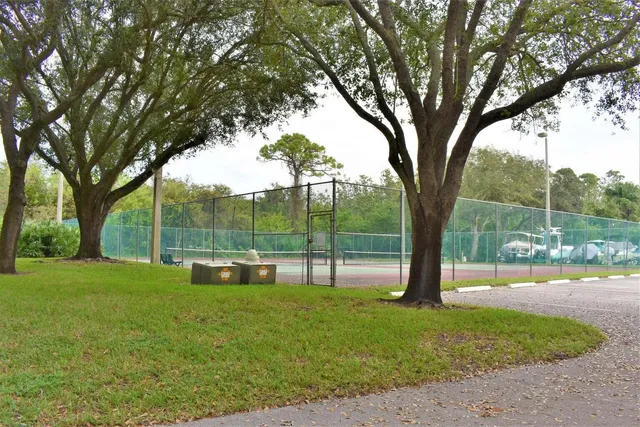 a view of a park with tree s