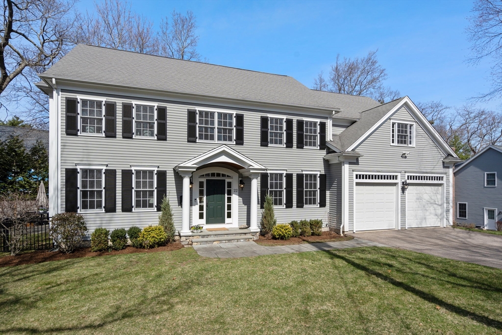 22 Oakencroft Road Wellesley, MA 02482 - Photo 1 of 40 a front view of a house with a yard