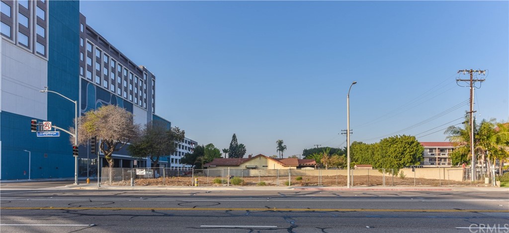 a view of street along with palm trees