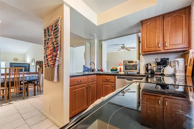 a kitchen with lots of counter top space
