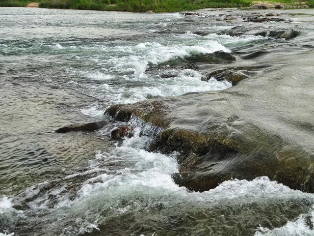 a view of a lake with houses in the back