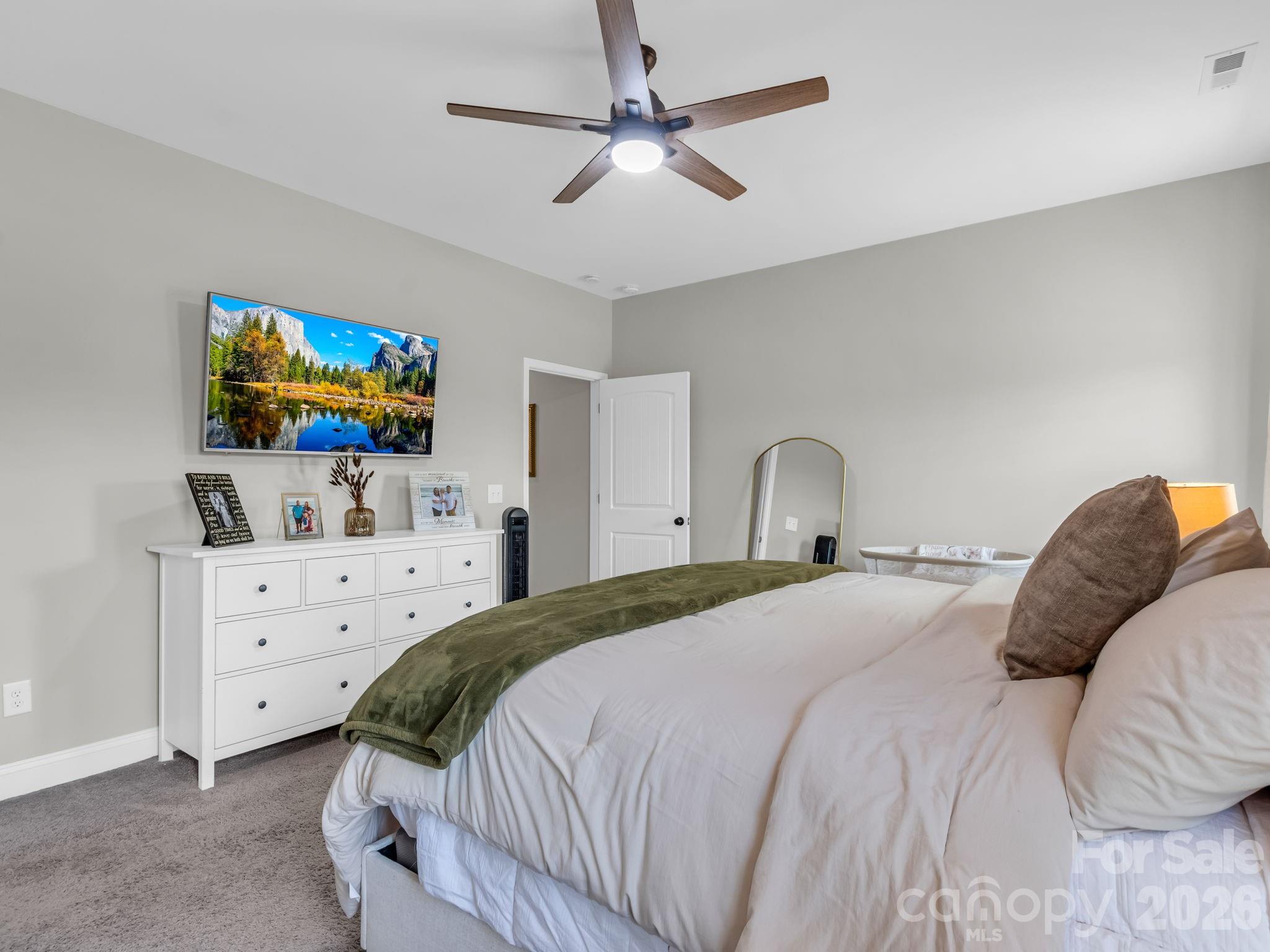 288 Maypole Court Forest City, NC 28043 - Photo 17 of 47 a bedroom with a bed and a flat screen tv