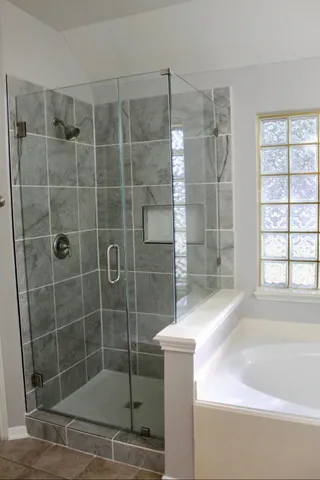 a bathroom with a shower