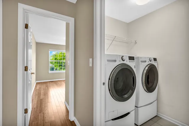 a utility room with dryer and washer