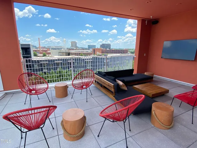 a outdoor space with seating