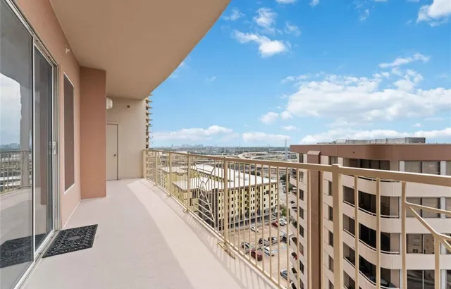 a view of balcony with city view