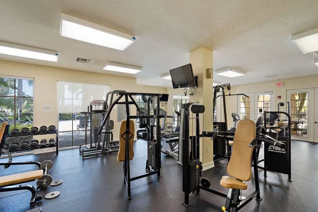 a view of a room with gym equipment