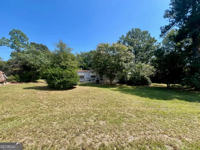 a view of a yard with trees