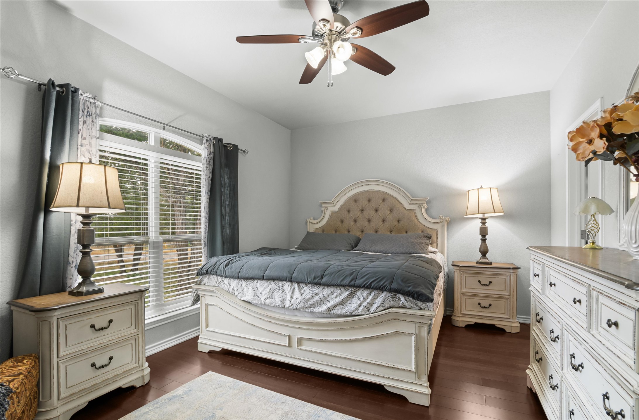 16017 Toby Court Temple, TX 76502 - Photo 18 of 33 Bedroom featuring dark wood-style flooring and a ceiling fan
