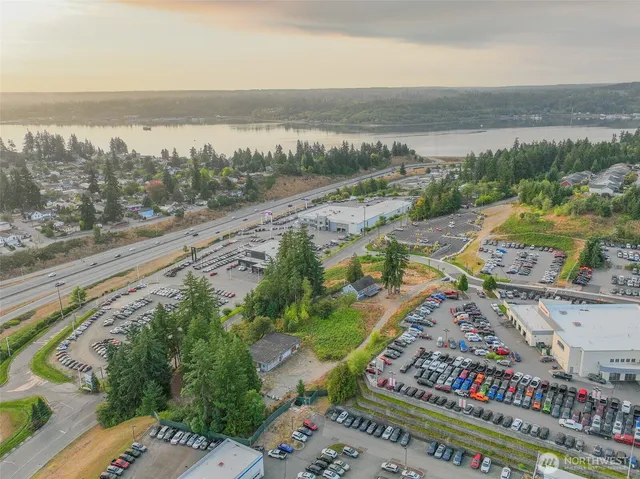 a view of a city and ocean view