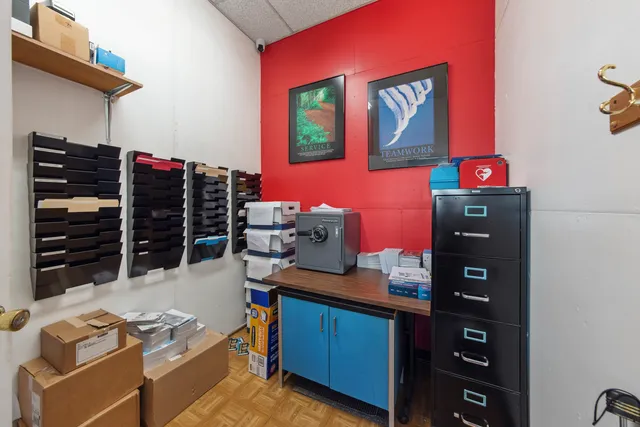 a room with furniture and cabinets