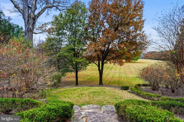 a view of a lake with a yard