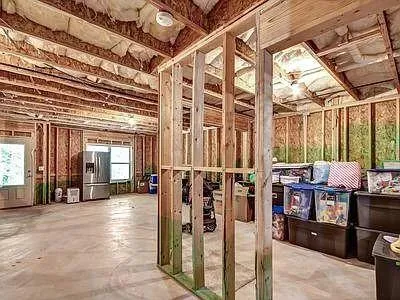 a city view with houses and a yard