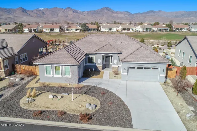 an aerial view of a house