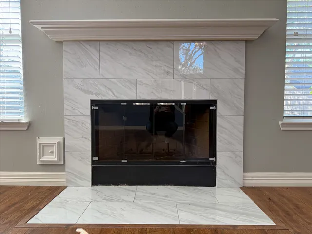 a closeup of a fireplace