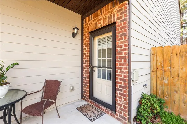 a outdoor view with a seating space