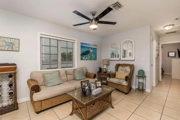 a living room with furniture