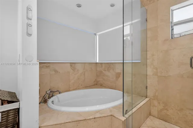 a bathroom with a bathtub