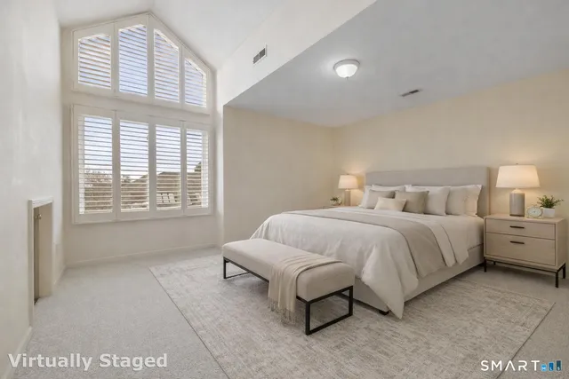 an empty room with windows