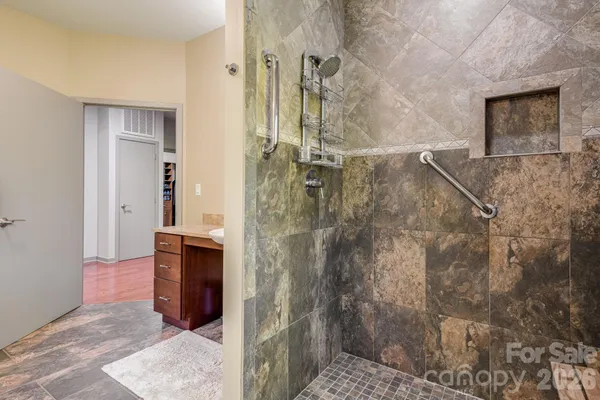 a bathroom with a shower