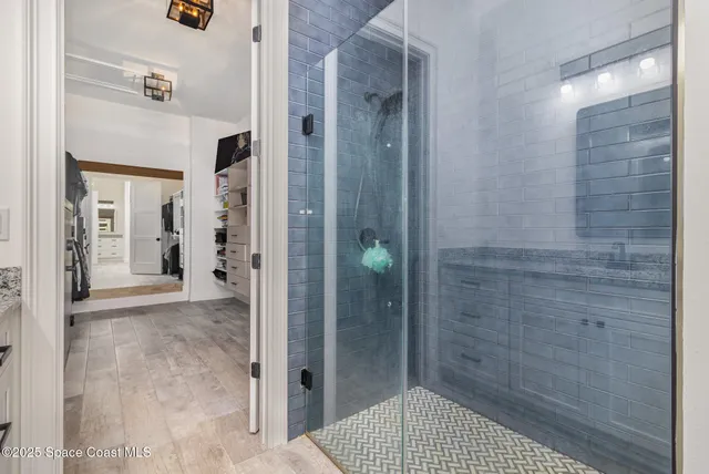 a bathroom with a shower