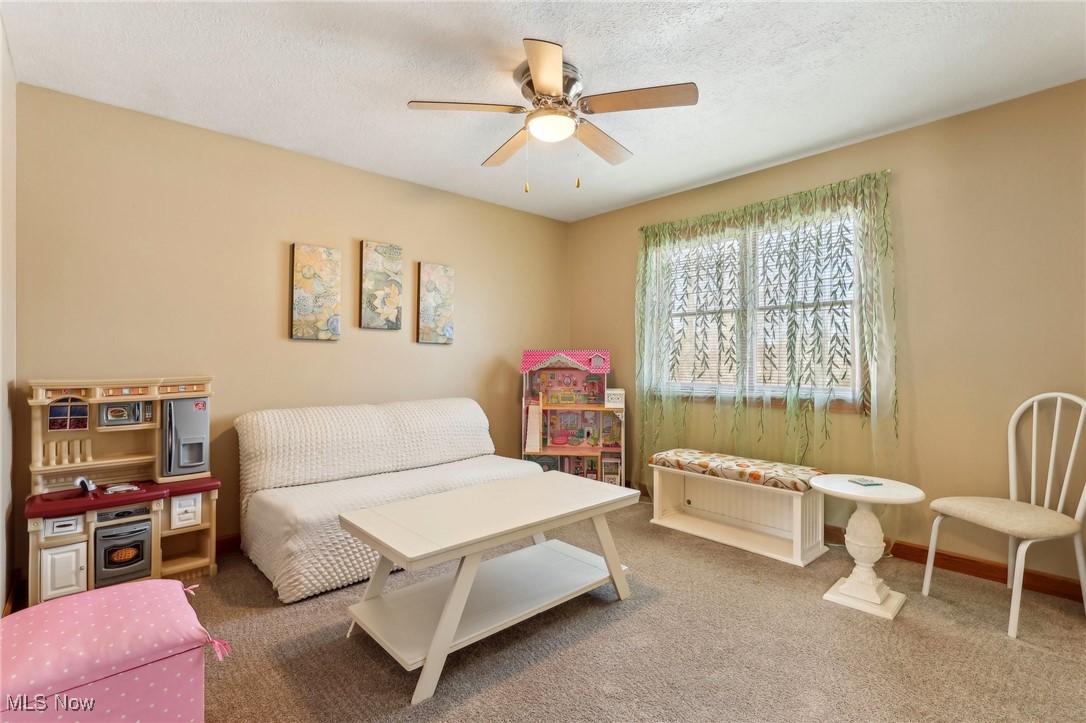3353 Jens Way Perry, OH 44081 - Photo 23 of 49 Carpeted bedroom with ceiling fan and a textured ceiling