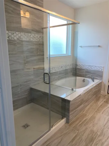 a bathroom with a bathtub