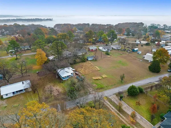 a view of a lake with houses