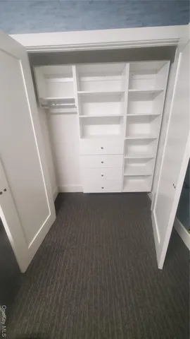 a view of an empty walk in closet