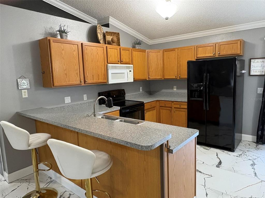 3123 East Marcia Street Inverness, FL 34453 - Photo 6 of 32 a kitchen with granite countertop a sink cabinets and refrigerator