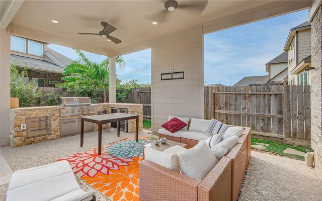 a outdoor space with furniture