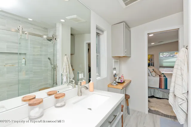 a bathroom with a shower