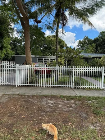 a view of a backyard with a trees