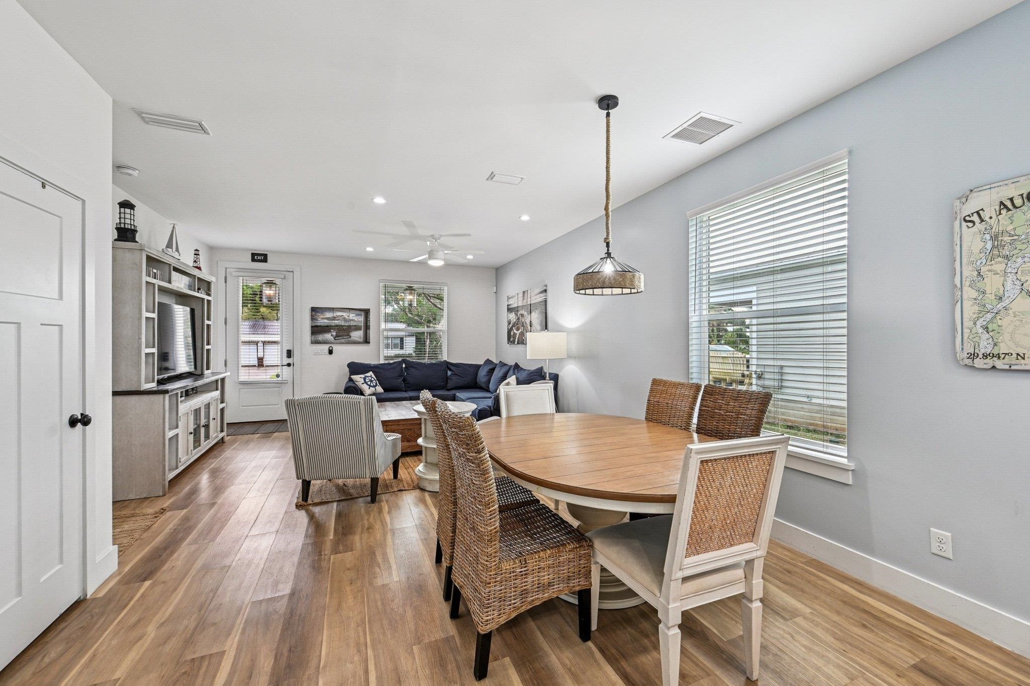 43 Menendez Road St. Augustine, FL 32080 - Photo 11 of 48 Dining space with wood finished floors, a ceiling fan, and recessed lighting