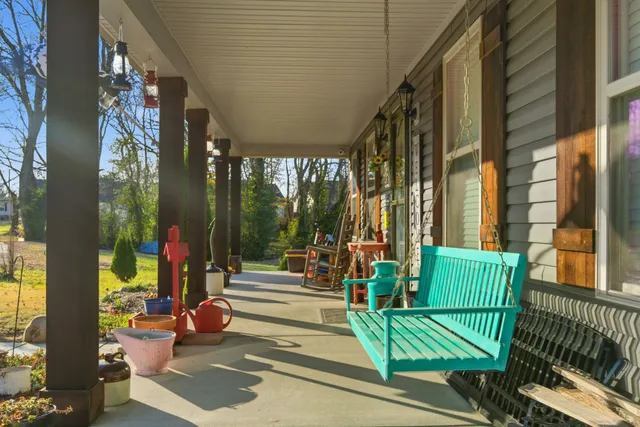 a view of porch with seating space