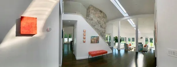 a view of living room and dining room