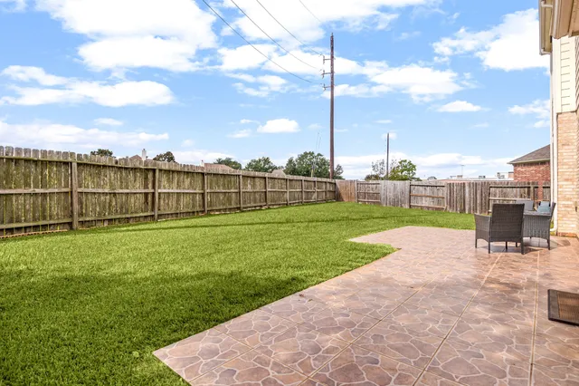 a view of a garden with a slide