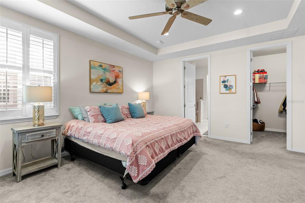 2825 Murray Pass Odessa, FL 33556 - Photo 18 of 43 a bedroom with a bed and a chandelier