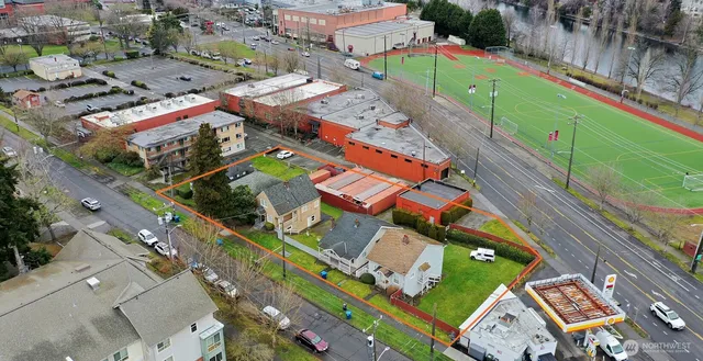 an aerial view of a city