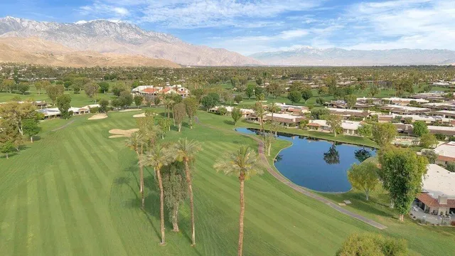 a view of a lake in middle of the town