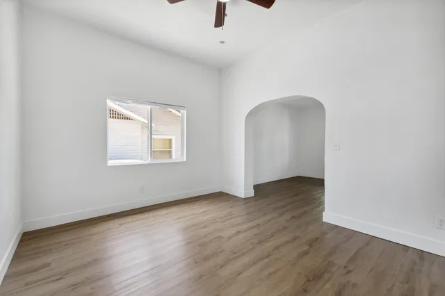 an empty room with windows