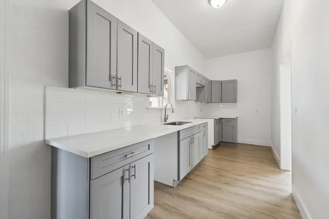 a view of small space with wooden floor