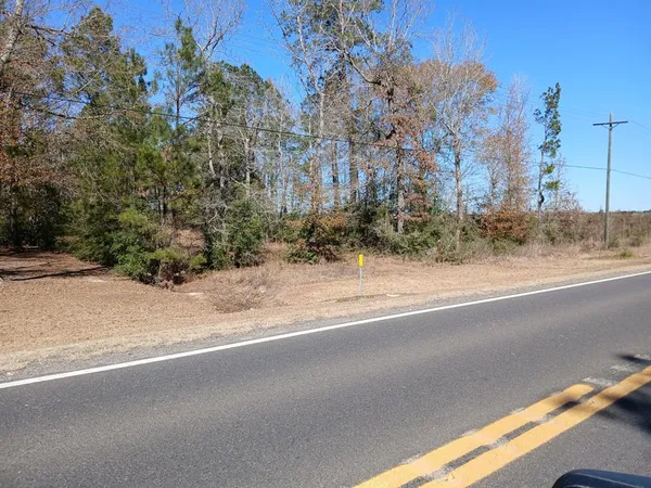 a view of a road with a yard