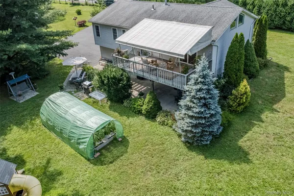 an aerial view of a house