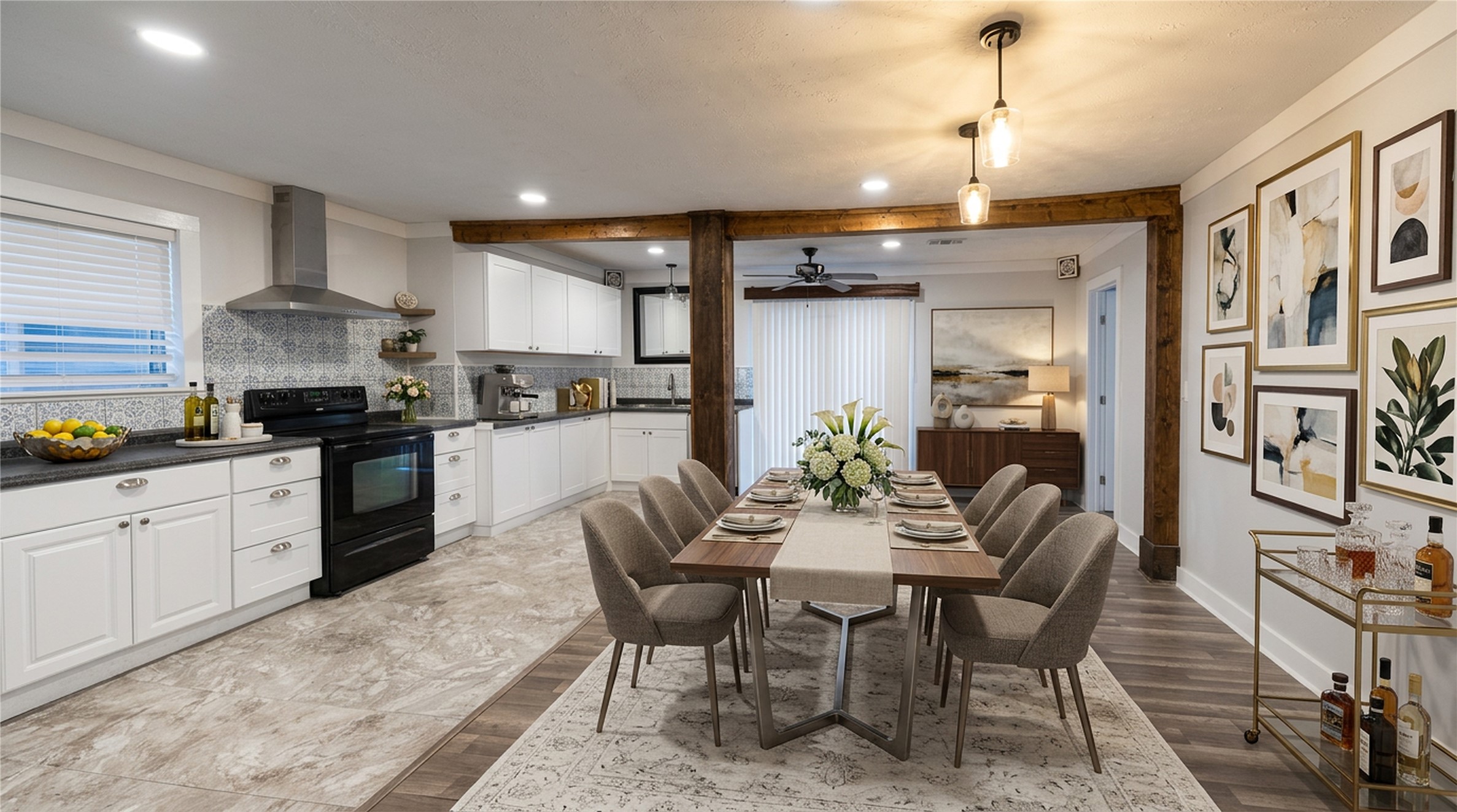 1425 15th Street Huntsville, TX 77340 - Photo 2 of 50 a kitchen with a dining table chairs stainless steel appliances and cabinets