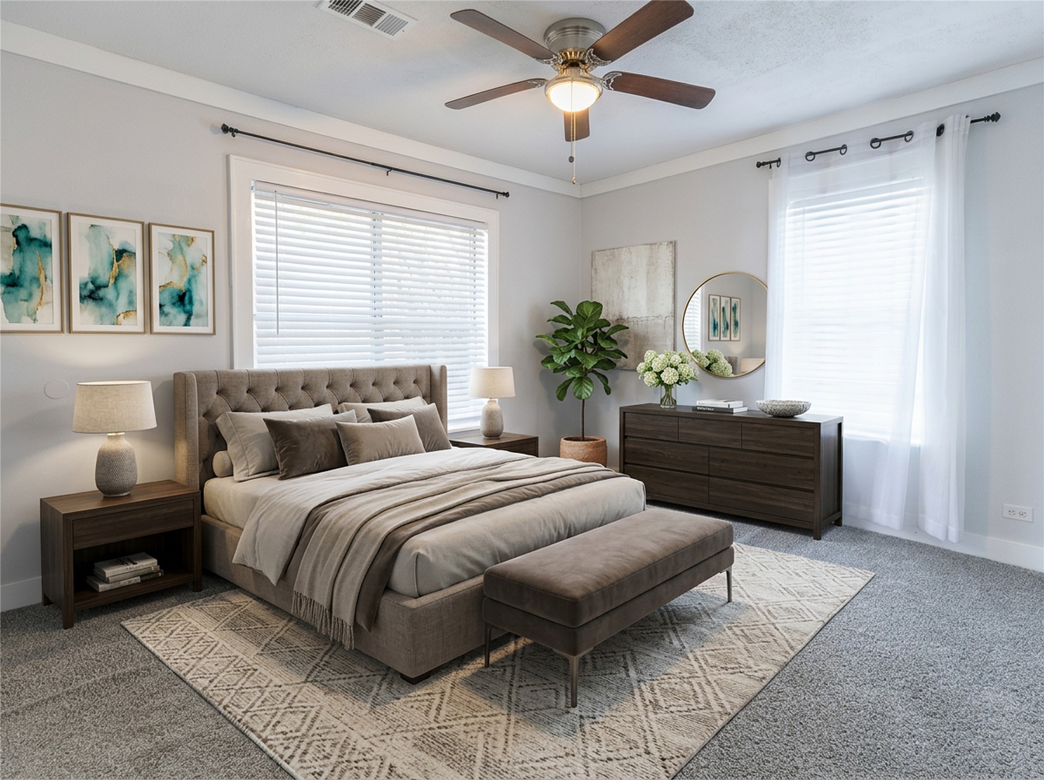 1425 15th Street Huntsville, TX 77340 - Photo 4 of 50 a spacious bedroom with a bed and a chandelier