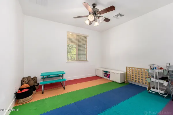 a view of a garage with furniture