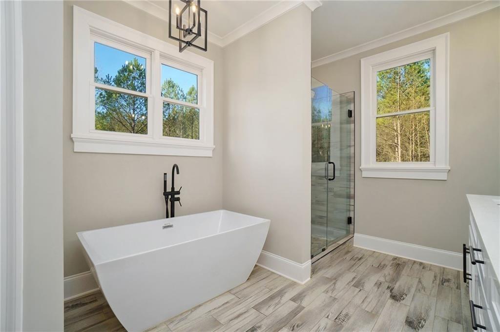 2226 Upper Burris Road Ball Ground, GA 30107 - Photo 48 of 65 a bathroom with a bathtub and windows