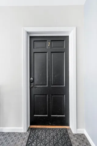 a view of a wooden door